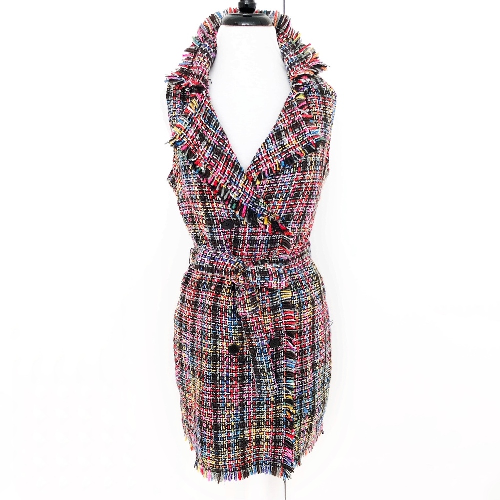 charlotte russe • multi-color tweed trench dress